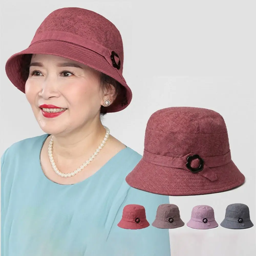

Spring Summer Wide Brim Mom Bucket Caps Lightweight Face Protection Women Sun Hat Sun Protection Cap for Middle aged and Elderly