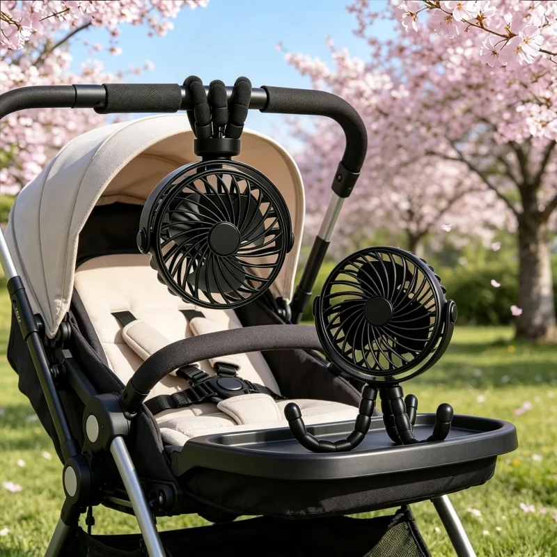 1pc USB Charging Portable Fan, Octopus Mini Glowing Fan, Portable Flexible Tripod LED Light Fan, Car Small Fan