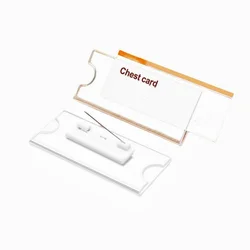 Acrylic Plastic Staff Number Chest Card Name Badge Plate Holders Safty Pin or Magnet on Back Reusable 50pcs