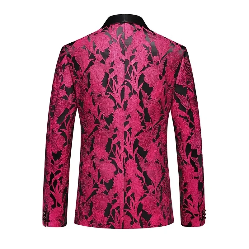 Men's red suit jacket, jacquard fabric slim fit jacket, available in white, black, and gray,wedding dress jacket, European sizes