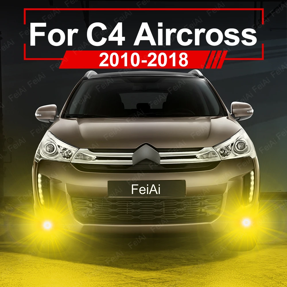 

LED Front Fog Light For Citroen C4 Aircross 2010 2011 2012 2013 2014 2015 2016 2017 2018 Dual Color LED Fog Light White Yellow