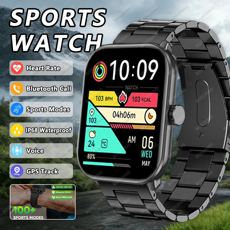 

Смарт-часы 2026 Watch 5 с AMOLED HD-экраном 2,01 дюйма, для спорта на открытом воздухе, водонепроницаемые IP68, с GPS-трекингом и измерением пульса, для Android и iOS