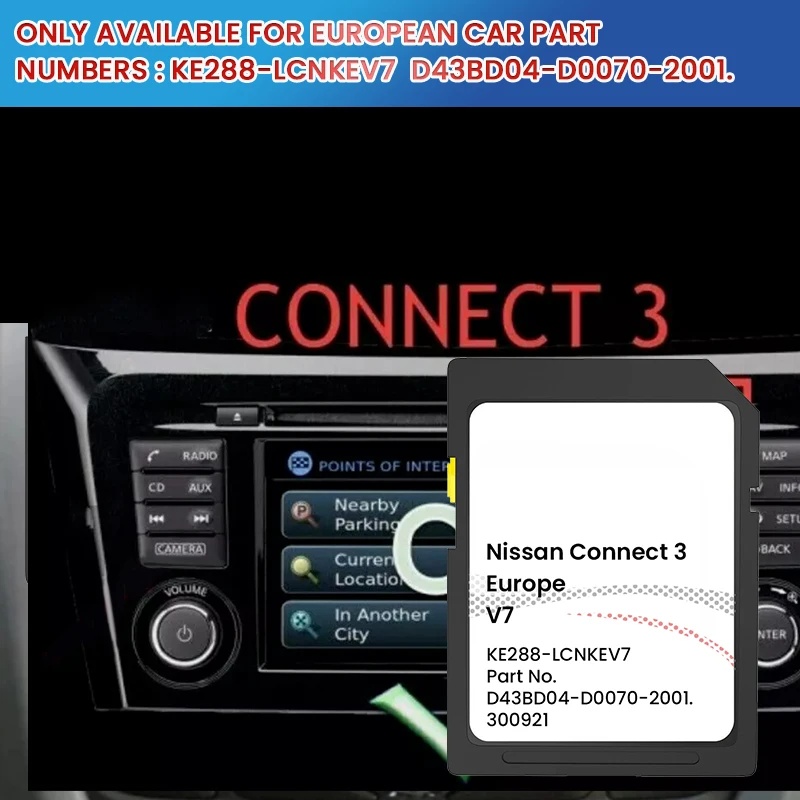 For Nissan Europe Car Connect3 V7 SD Card 16GB Latest Version Satellite Navigation SD Card GPS Navigation 24 Hours Shipping