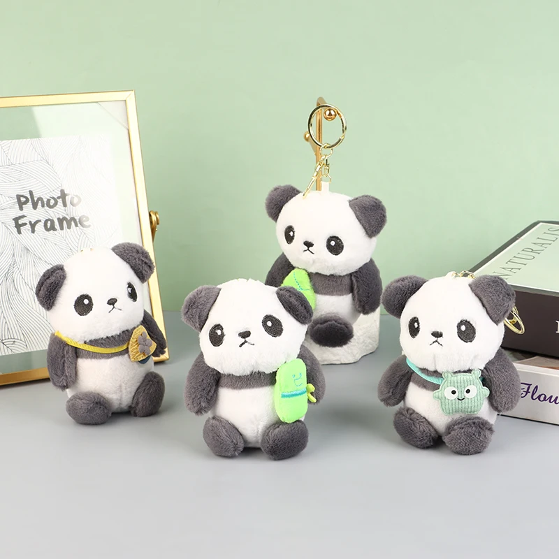 Lindo llavero de Panda de dibujos animados, llavero de coche de felpa de estilo coreano, regalo de Navidad, colgante de Panda, accesorios de llavero de coche