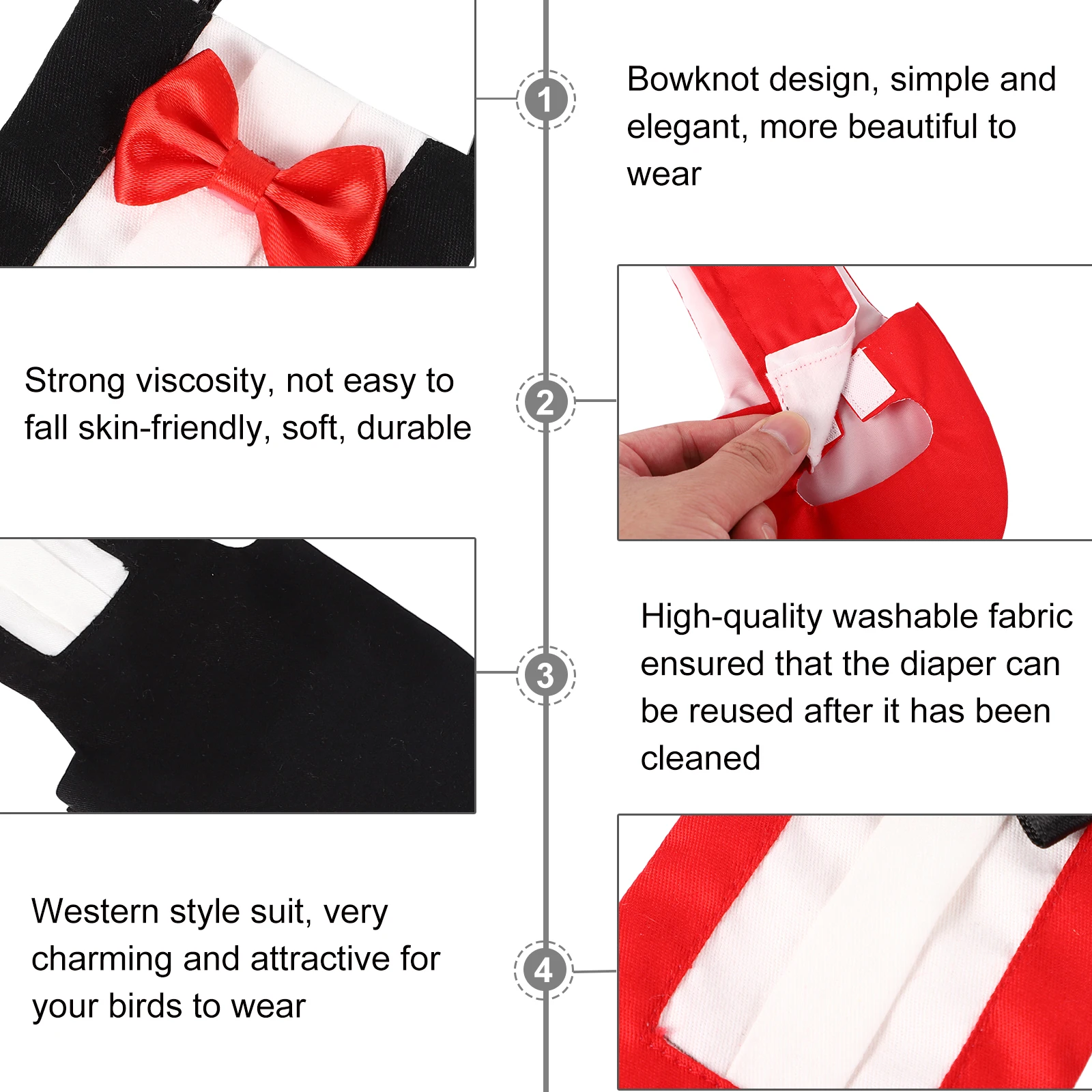 

2Pcs Bird Uniform High Quality Washable Fabric Flight Suit for Green Cheek Conure Parrot Diaper Bird Flight Suit