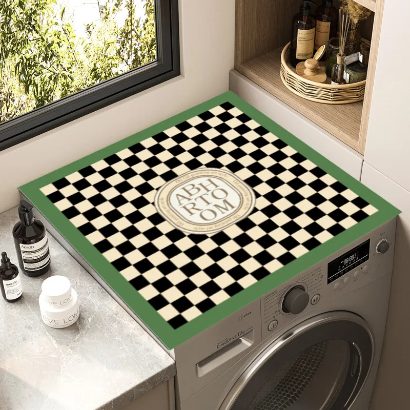 Nordic Washing Machine Cover Diatom Mud Dust-proof Water-absorbent Multi-function Fashion Bedside Cupboard Protective Home Decor