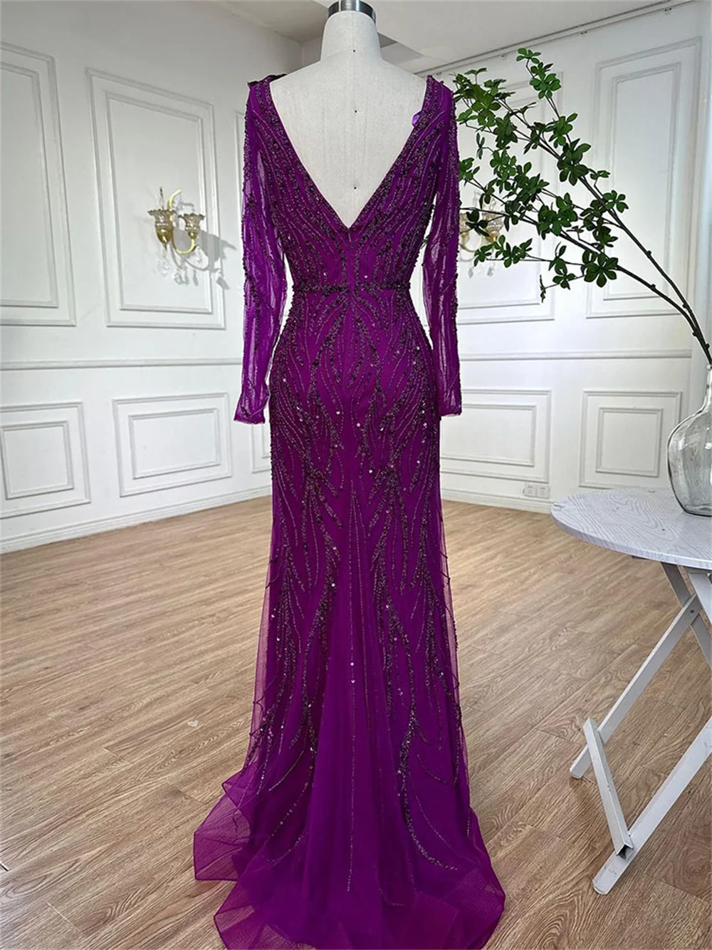 Sexy Deep V Neck Beaded Evening Gown 2024 Classic Red Carpet Party Dress Romantic A Line Floor Length Gowns Vestidos De Novia