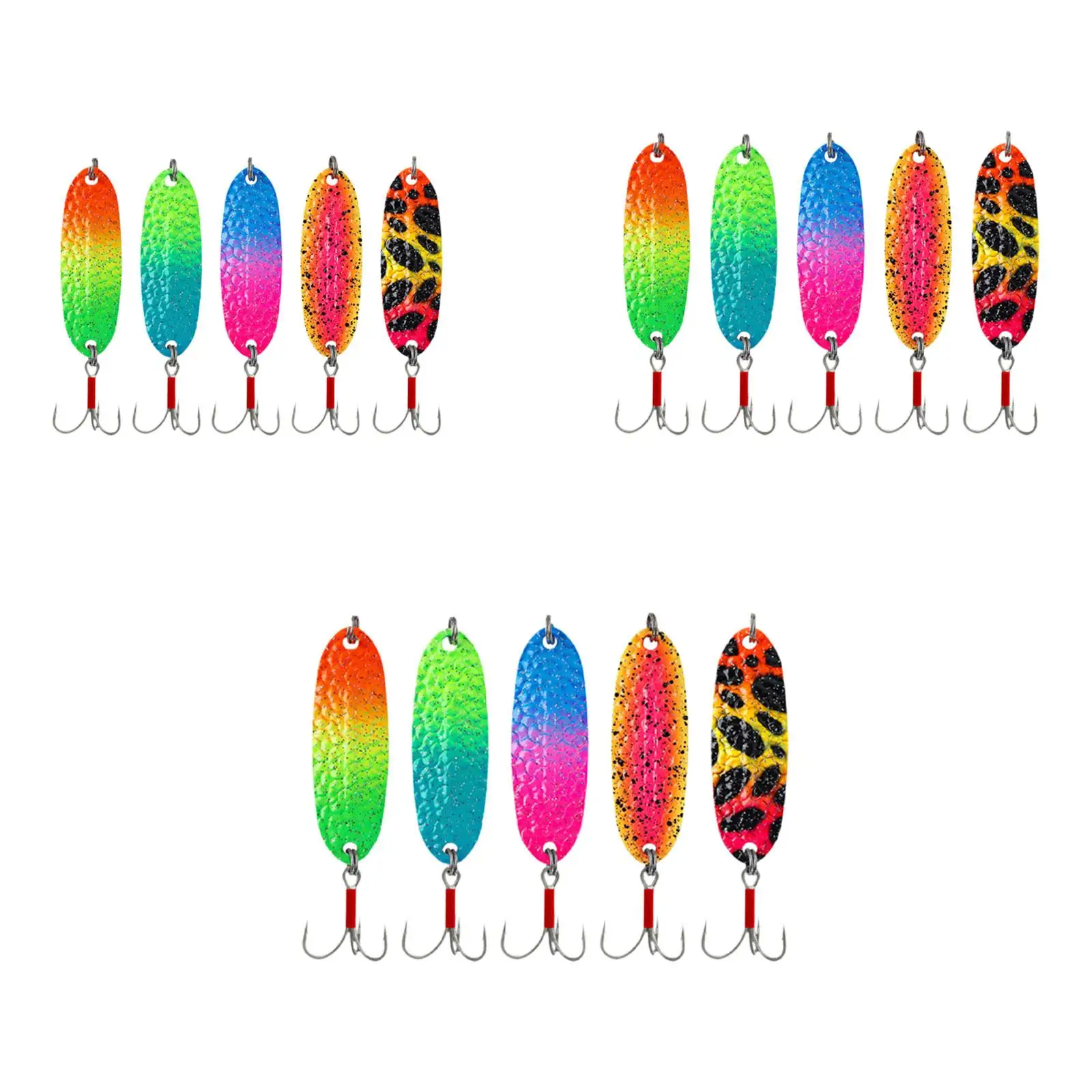 5 قطع ملاعق صيد معدنية مع خطافات ترتر صلب لسمك السلمون المرقط الأحمر