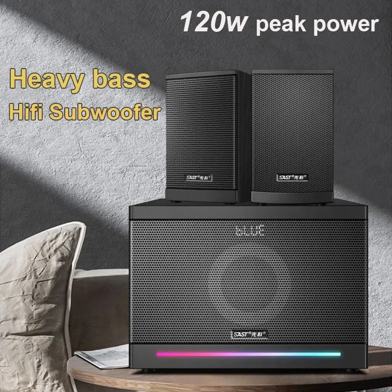 SAST 120W Peak Power Computer Audio Desktop Subwoofer Living Room TV Karaoke HIFI Stereo Surround Wireless Bluetooth Speaker