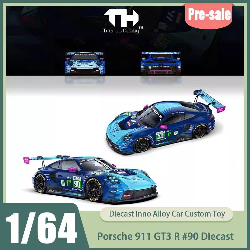 

Коллекционная модель Trends Hobby 1:64 Porsche 911 GT3 R 90 Diecast Chip Hart Racing 2025 Le Mans 24h с синим градиентным ливерингом (предзаказ) — гоночный автомобиль GT