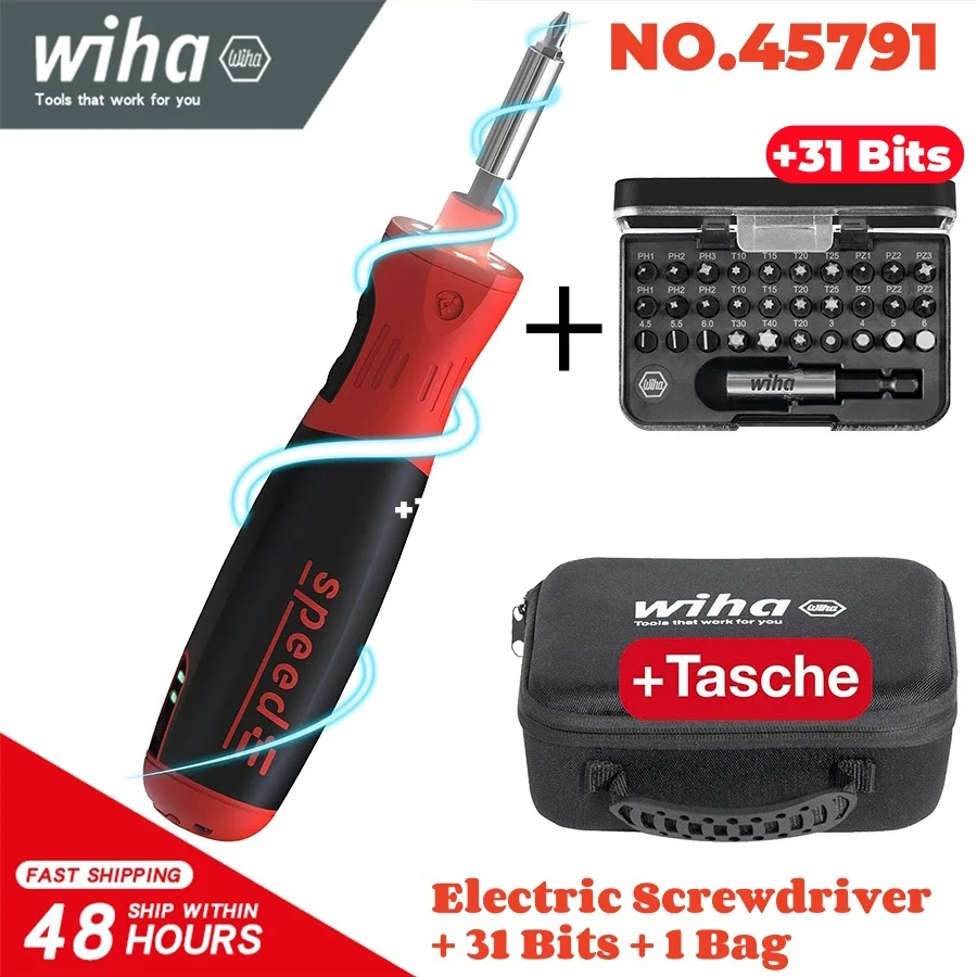 Wiha Elektrischer Schraubendreher SpeedE PocketDrive 31-tlg 1.0 Nm + 5.0 Nm .Type-C Charging Port .Wiha Storage Bag (45791)