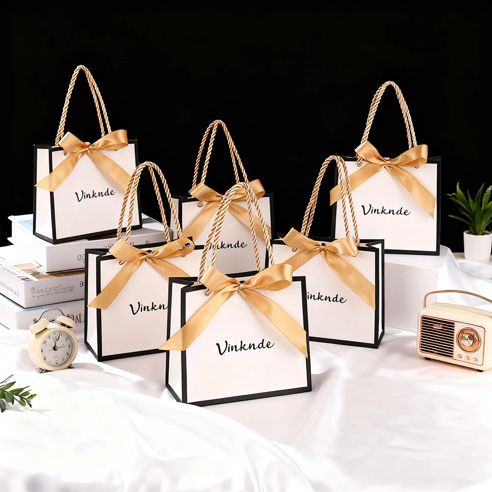 

Конфеты, ювелирные изделия, печенье, подарочная упаковка, большая сумка, персонализированный логотип, бумажный подарочный пакет с бантом, лентой, мешок для свадьбы, дня рождения