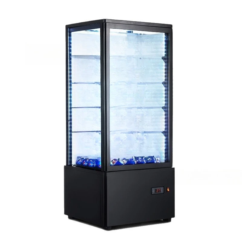 

Display cabinet Refrigerated commercial vertical fresh-keeping cabinet Transparent large glass refrigerator supermarket on all