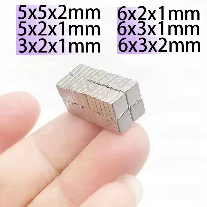 

N35 n52 5x2x1 3x2x1 6x2x1 6x3x1 6x3x2 Rectangle Neodymium Bar block Strong Magnets Fridge Office Search Magnetic NdFeb storage