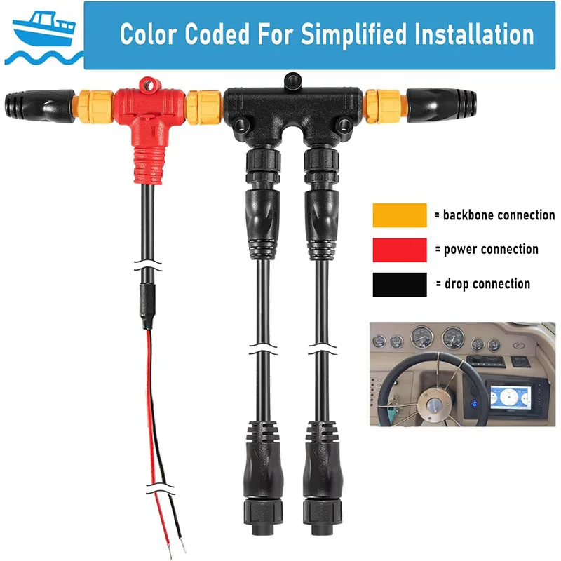 NMEA 2000 Backbone Cables Drop Cables Tees Terminators Kits for Lowrance Simrad Garmin to Process NEMA 2K Network