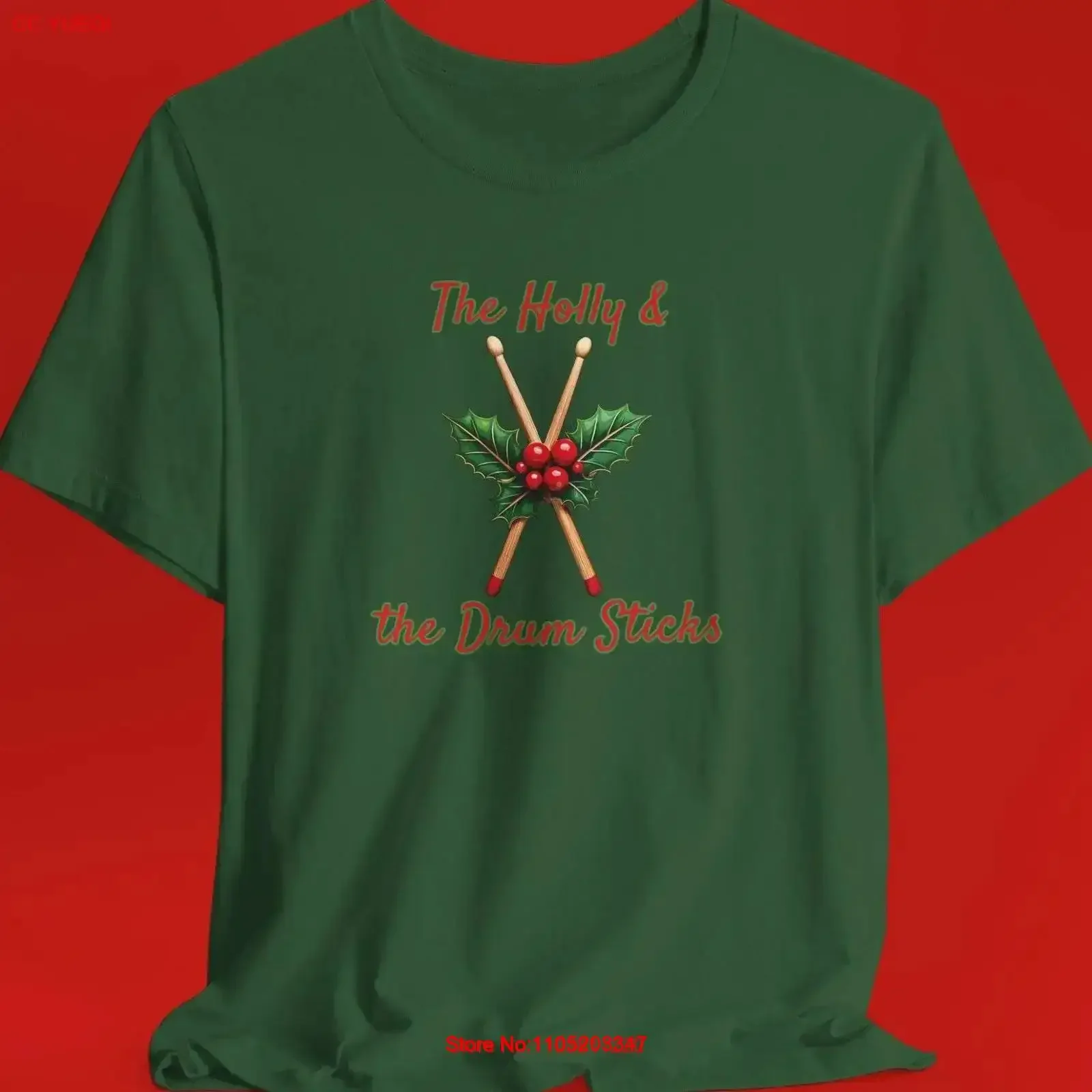 عيد الميلاد كارول 'الهوولي والعصي الطبلة' تي شيرت عطلة الموسيقى عاشق احتفالي عيد الميلاد أغنية كلمات الملابس جوقة خمر #1