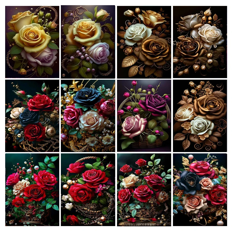 

Новинка 2024, алмазная живопись, Золотая Роза, 5D, «сделай сам», полная Алмазная вышивка, Набор для вышивки крестиком, цветок, ювелирная мозаика, искусство, W467