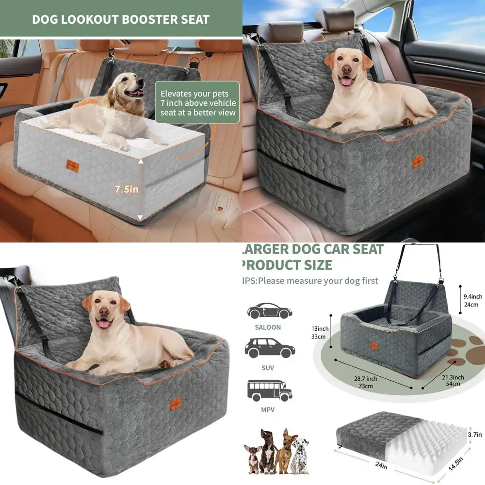 Medium-Sized Dog Car Seat for Dogs Under 60 Lbs, Large Car Back Seat Bed, Booster for 2 Small Dogs, Portable Travel Accessories