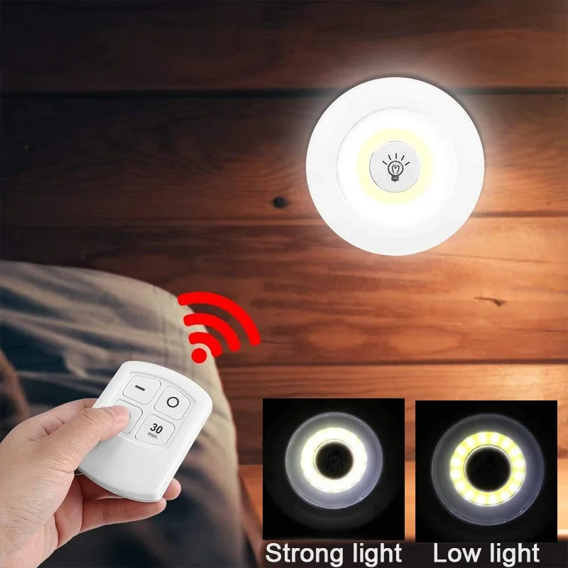 3W COB LED Under Cabinet Light Remote Control Dimmable Timer  Mini Led Night Lamp Closet Kitchen Indoor Use AAA Battery Capybara