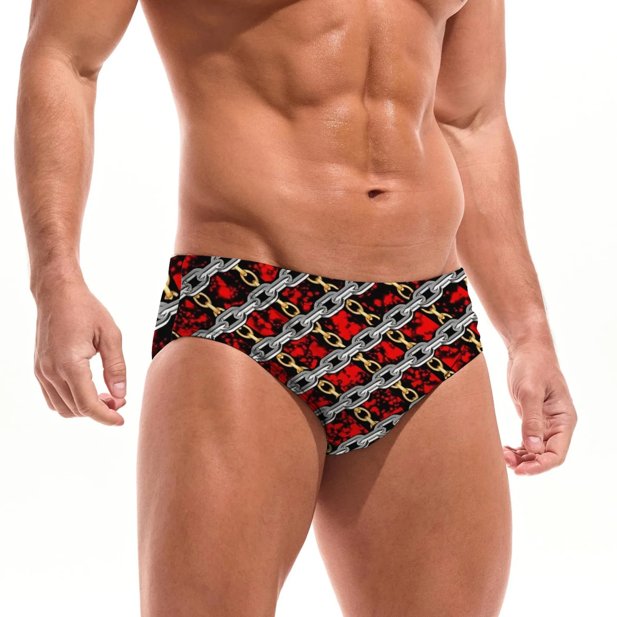 Gold Silver Chain Swim Trunks Slim Fit Durable Men's Drawstring Swim Trunks Water Parks Islands Sunbathing Men's Vacation Gift