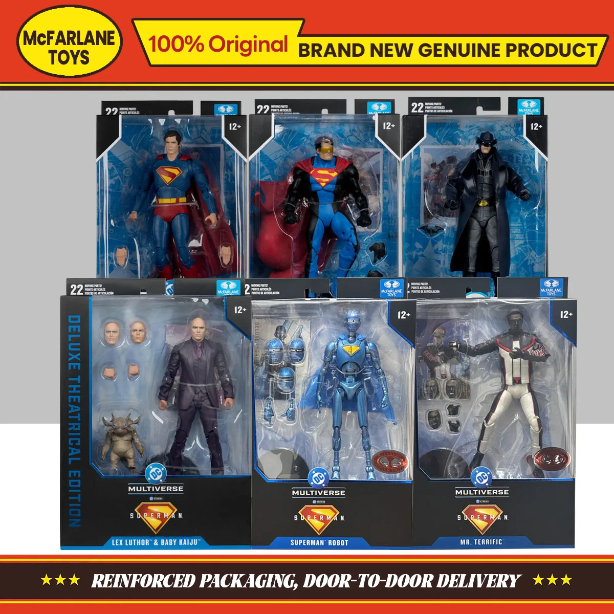 McFarlane Toys Супермен Фильм: MR.Terrific&Robot&Lex Luthor With Baby Kaiju 18 см Коллекция экшн-фигурок Оригинальная модель Подарки