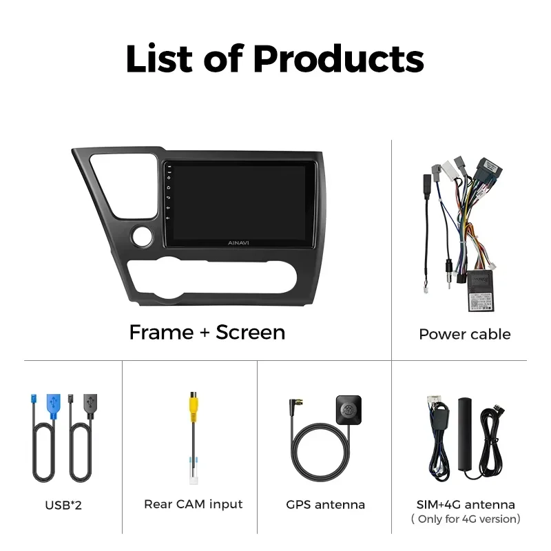 Ainavi Car Radio for Honda Civic 9 9th US Sender Coupe CarPlay Android Auto Qualcomm Car Stereo Multimedia Player DSP 48EQ 2 Din view 2