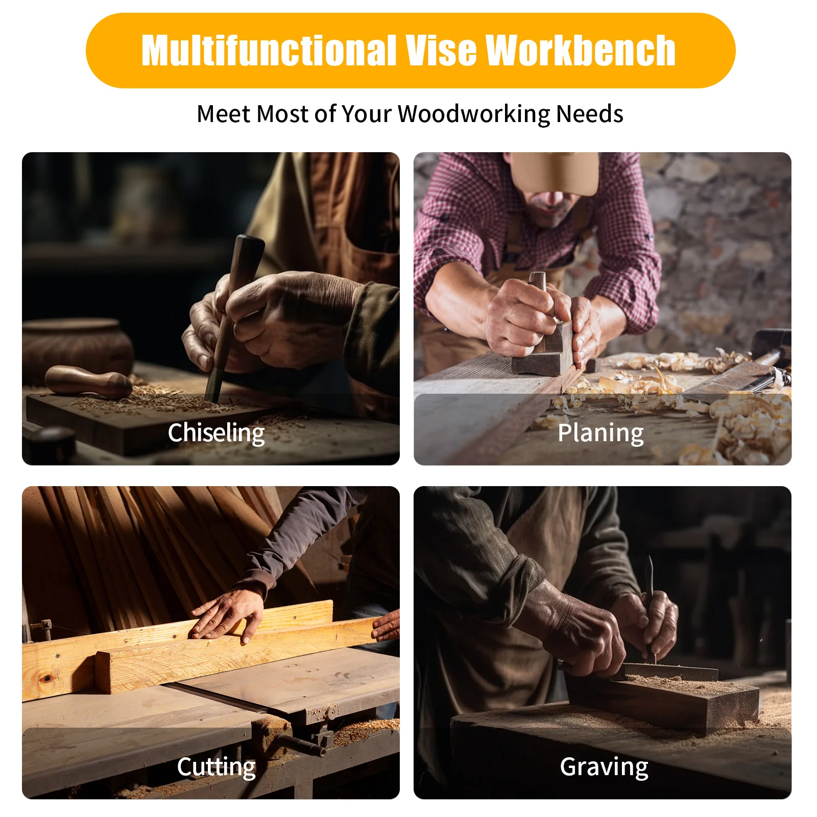Wood Vise Workbench, Stable Clamping 7.87 Inch High Multifunctional for Home Woodworking Studio Teaching Equipment