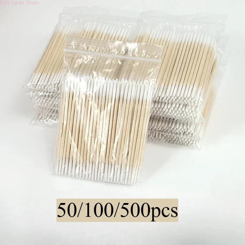 

50/100/500pcs Double Head Cotton Swab Women Makeup Cotton Buds Tip For Medical Wood Sticks Nose Ears Cleaning Health Care Tools