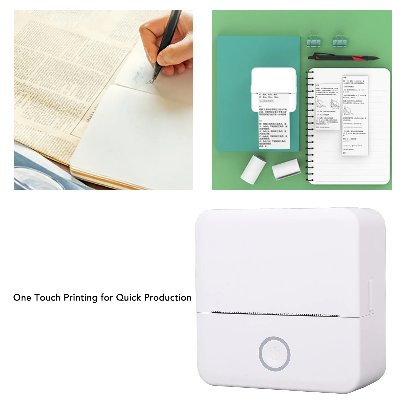 포켓 블루투스 프린터 10 롤 종이가있는 가정 및 학교 용 소형 다기능 무선 열 스티커 메이커 기계