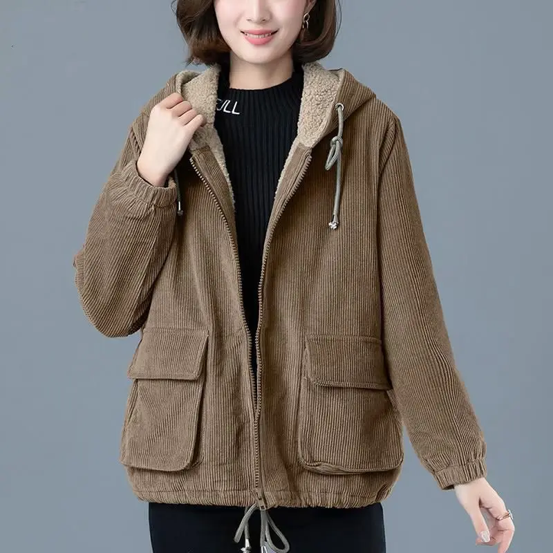 Loose Solid Jackets Coat Ladies Zipper Long Sleeve Tops Winter Thin Casual Office Lady Simplicity Cardigan Women's Clothing 2023