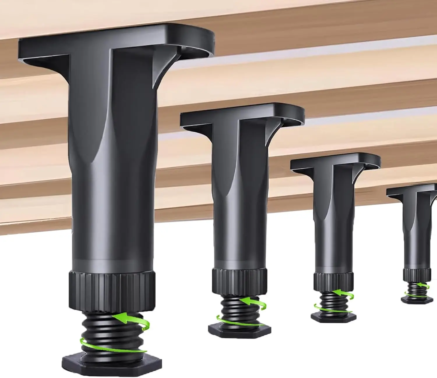 

4PCS Adjustable Bed Support Legs, Bed Frame Center Support Leg, Cabinet & Wooden Furniture, 4.72 ~ 8.66, Black, Plastic,