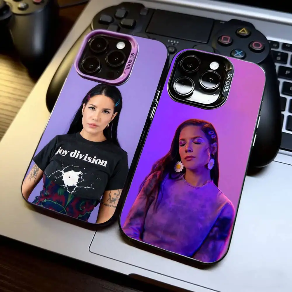 

Cool H-Halsey Singer Phone Case For iPhone 17,16,15,14,13,12,11 Plus,Pro Max,XS,Colorful Silver Black Cover