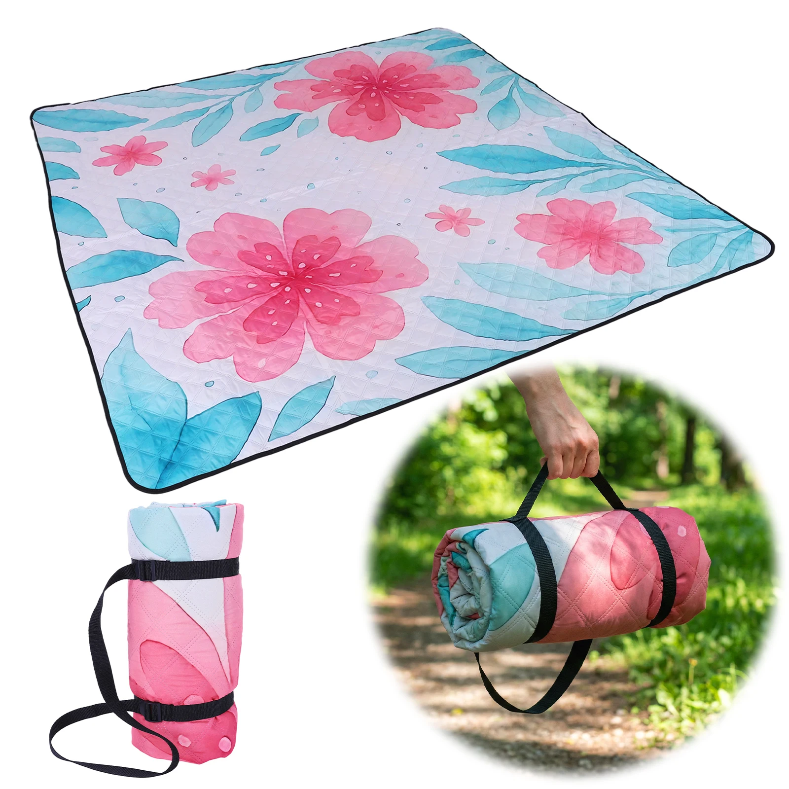

Water Proof Picnic Blanket with Carry Strap Outdoor Picnic Mats Sand Beach Mat for Camping Beach Blankets Party Park Accessories