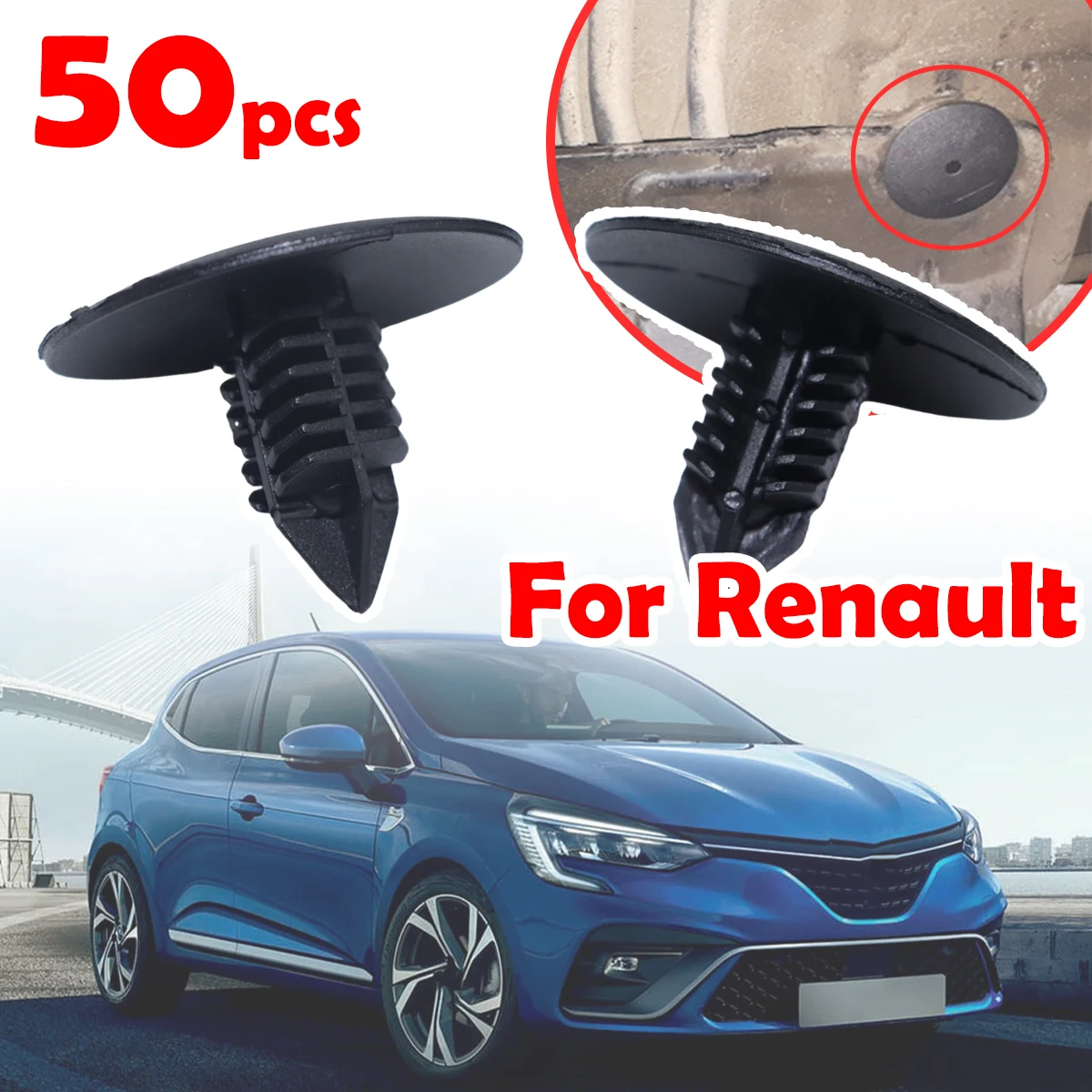 

50pcs Car Wheel Arch Liner Splash guard Clips Plastic Fastener For Renault CLIO ARKANA ESPACE 7703077435 Tool-Free Installation
