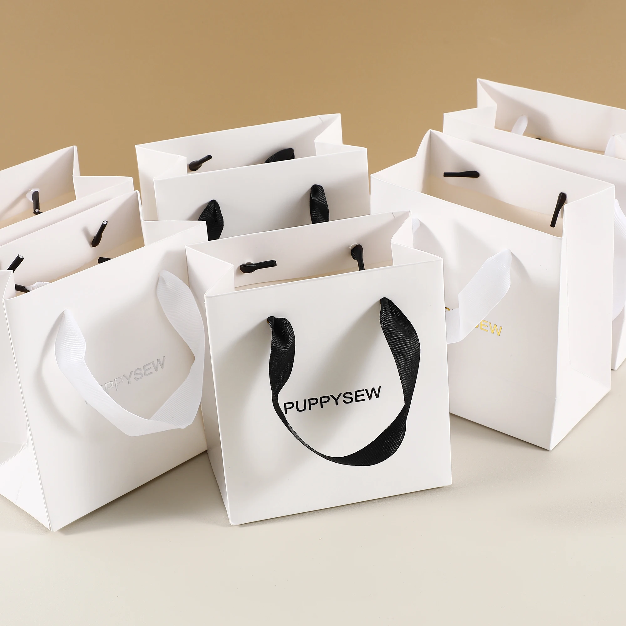 Imagem -03 - Bolsa de Compras de Papel Branco com Logotipo Personalizado Bolsa de Presente 50 Pcs