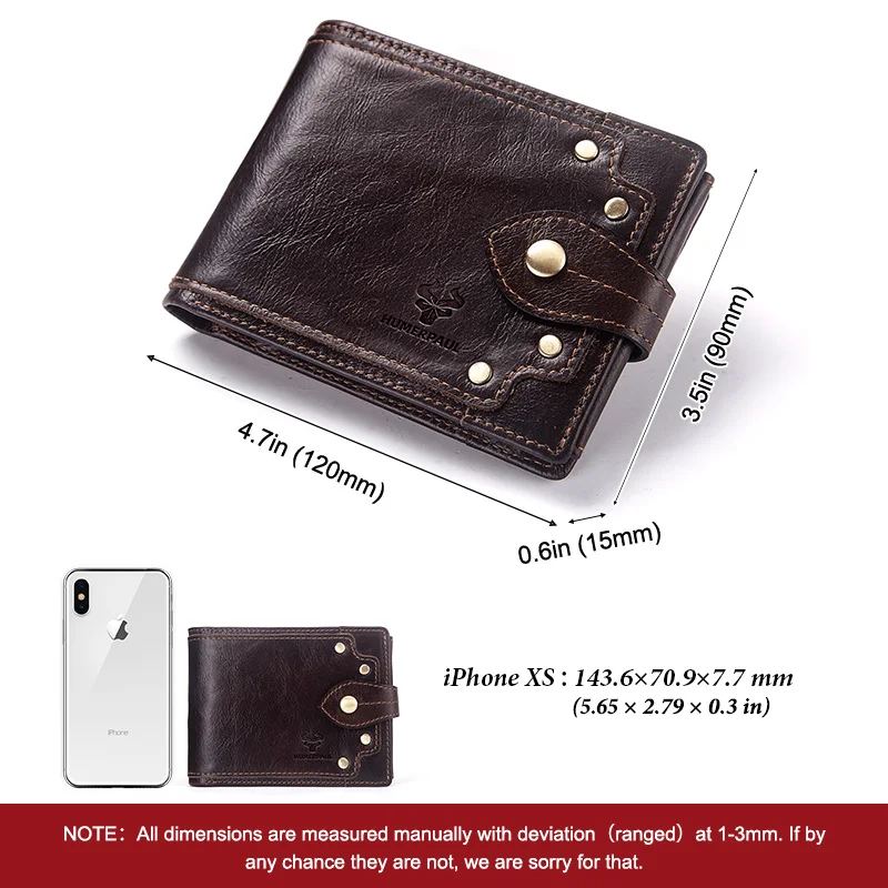 Genuine Leather Wallet for Men Slim Minimalist Tri-Fold Purse Coin Pocket with ID Window and RFID Blocking Credit Card Holder