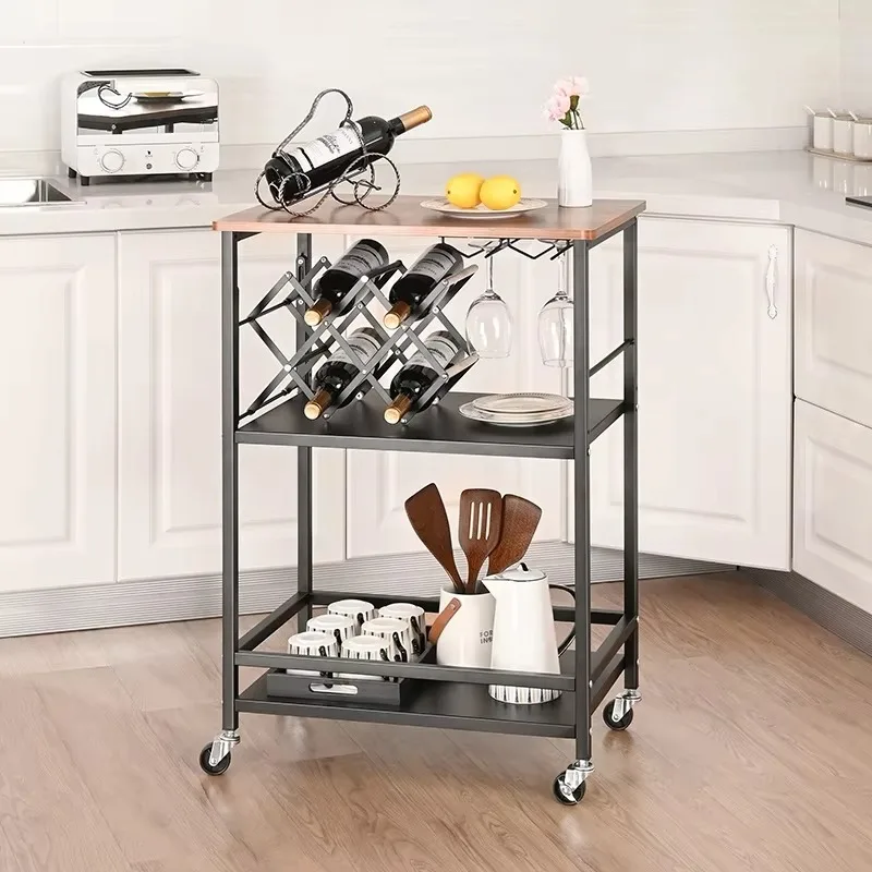 Custom Design Kitchen Organizer Cart Metal Storage Trolley Utility Storage Rack Cart 3 Tier Mobile Bar Serving Cart