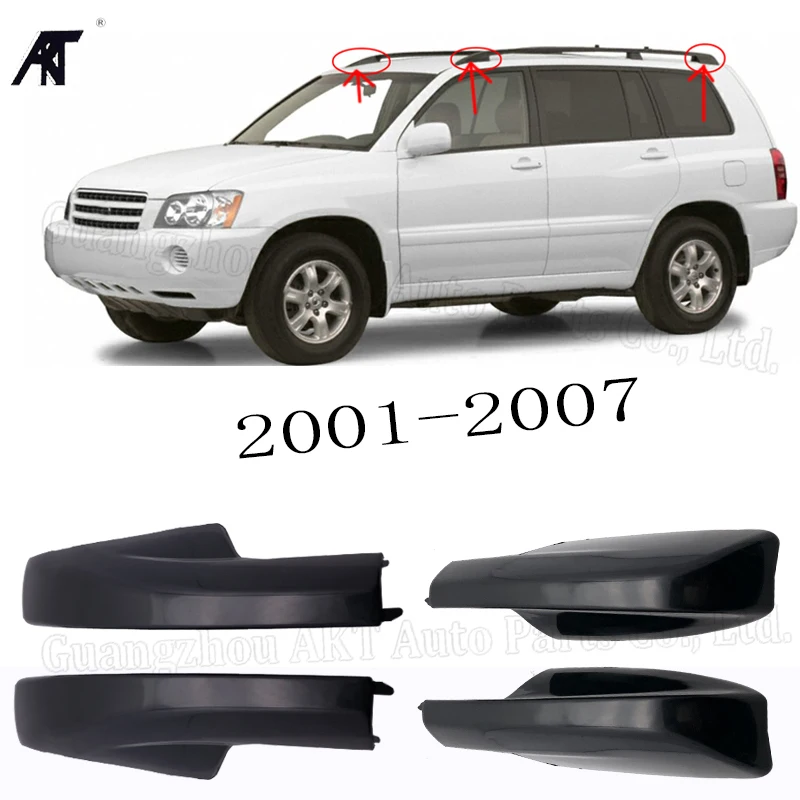 Roof rack cover roof bar end shell for:For Toyota Highlander XU20 2001 2002 2003 2004 2005 2006 2007 Black color 4PCS/LOT