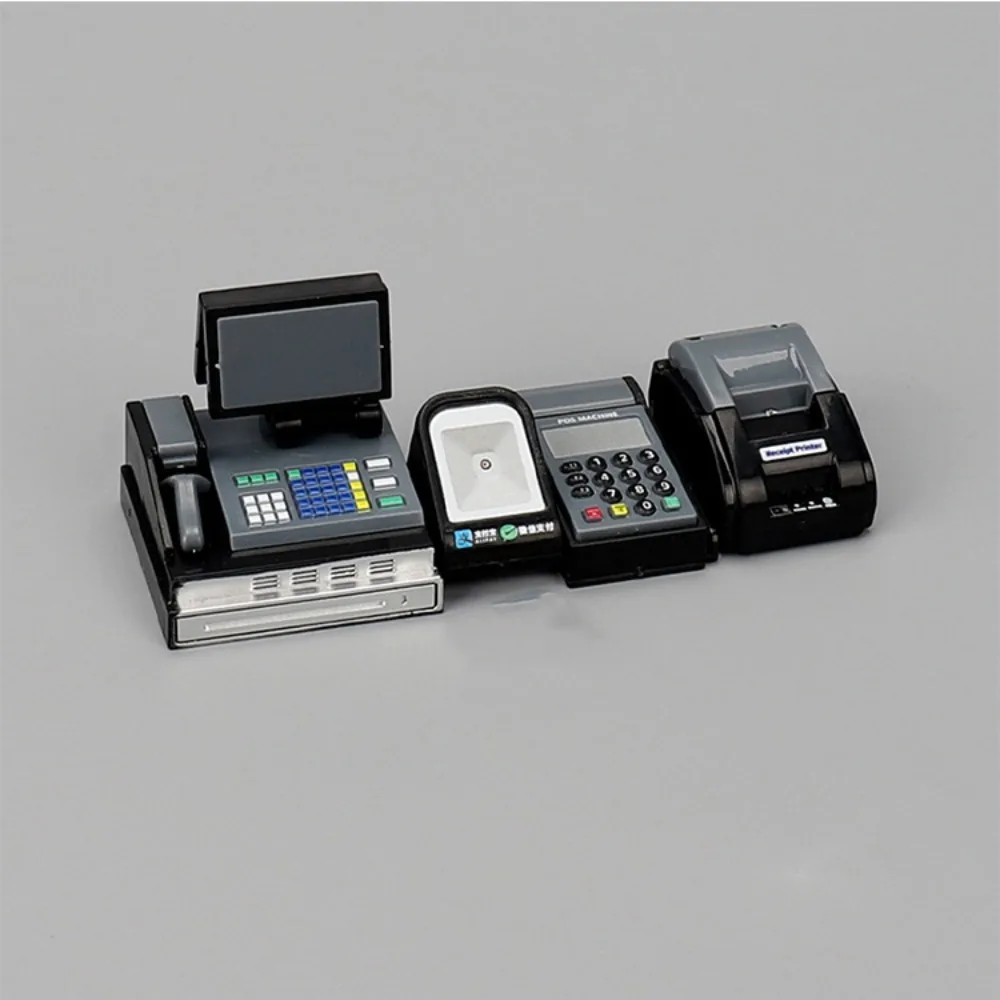Mini Doll House Cash Register 1:6/1:12 Scale Black Gray Miniature Cash Register Funny DIY Mini Supermarket Store Card Machine