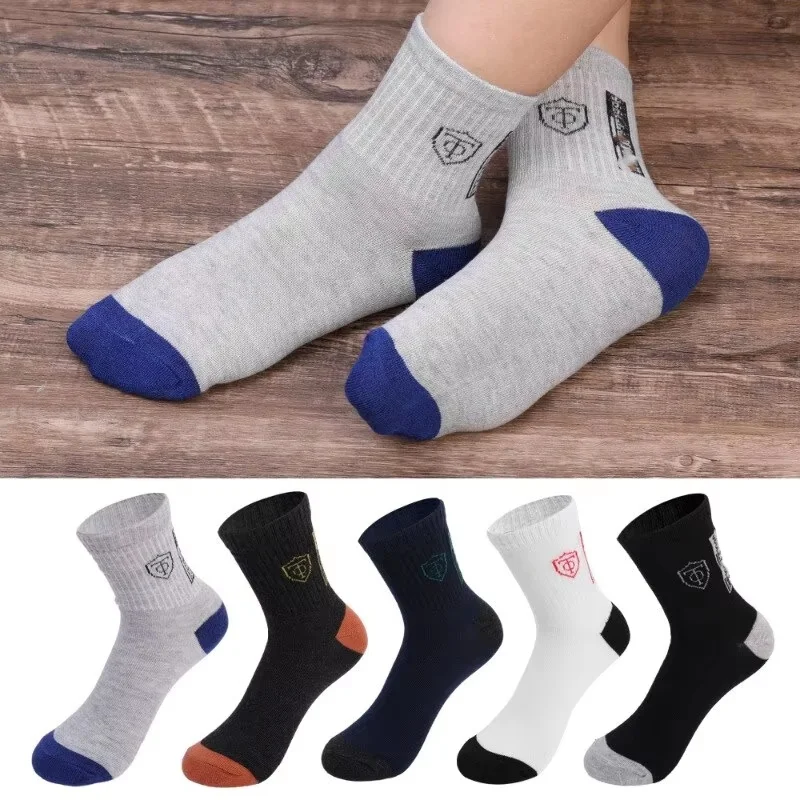 5 pares de meias esportivas de algodão respirável homens fibra de bambu outono e inverno meias absorção de suor desodorante negócios sox