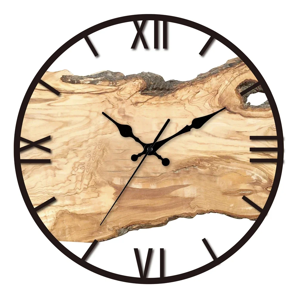 Hot Acrylic Wood Grain Wall Clock Silent Home Hanging Clock Minimalist Design Living Room Art Wall Watch Home Decoration Clock