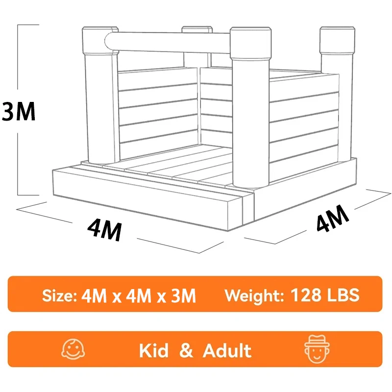 Maison gonflable gonflable en PVC de qualité 4m X 4m, pour enfants et adultes, décoration de fête, jeu d'anniversaire de mariage, équipement de location Commercial amusant