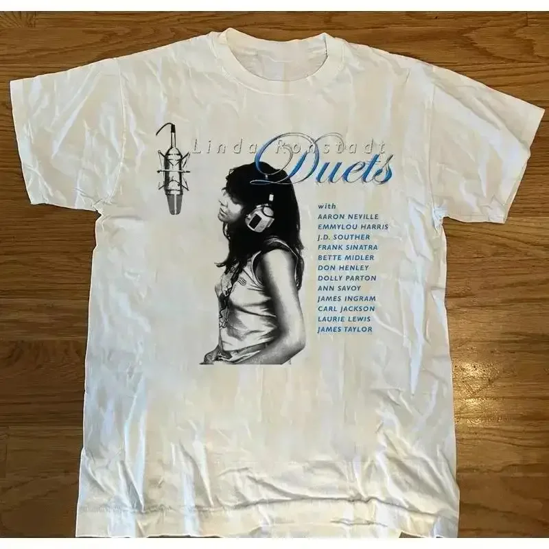Linda Ronstadt Duets Live Short White T Shirt Cotton Mc019