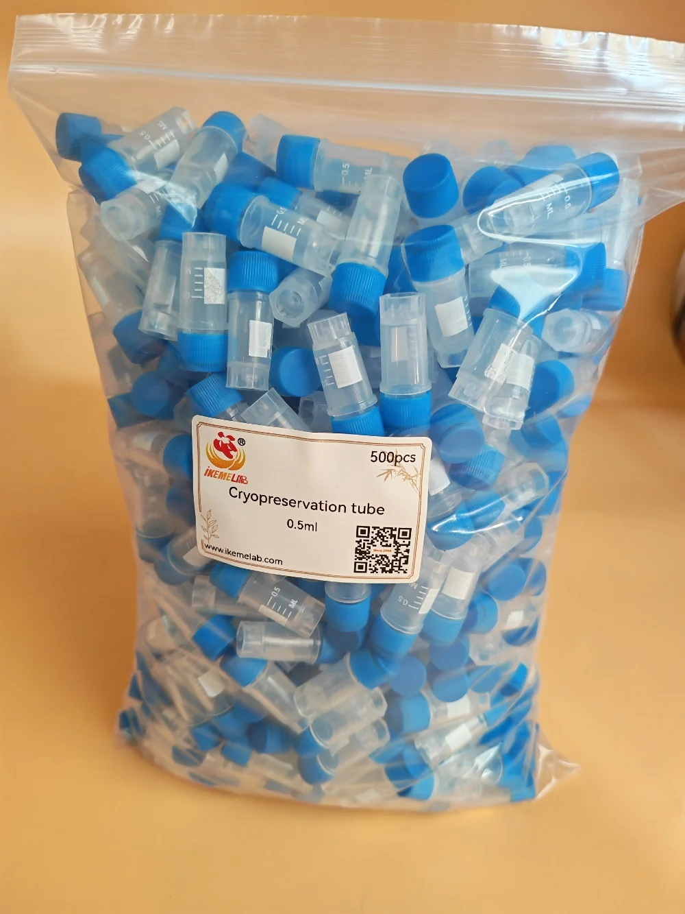 IKEME 500Pcs 0.5ml Freezing Cryo Vial Tube Cryovial Plastic Cryogenic Vial Laboratory Cryopreservation Tube
