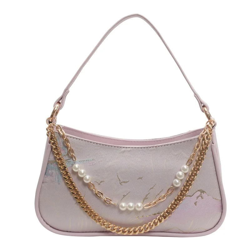 Women's Handheld Underarm Bag Crossbody Small Square Bag 2024 New Fashionable and Versatile Personalized Chain Luxury