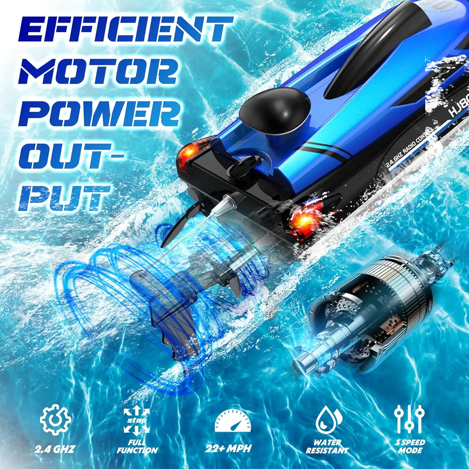 HJ808 RC Battery Boat 2.4Ghz 25km/h High-Speed Remote Control Racing Watercraft RC Speedboat Children Toys