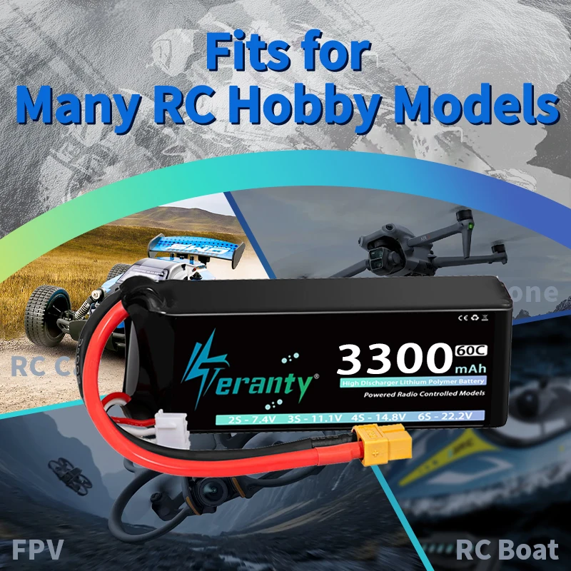 TERANTY 3S 3300mAh 11.1V 60C&11.4V 80C Lipo Battery With T XT60 Connector For RC Car Truck RC FPV Helicopter Drone Boat