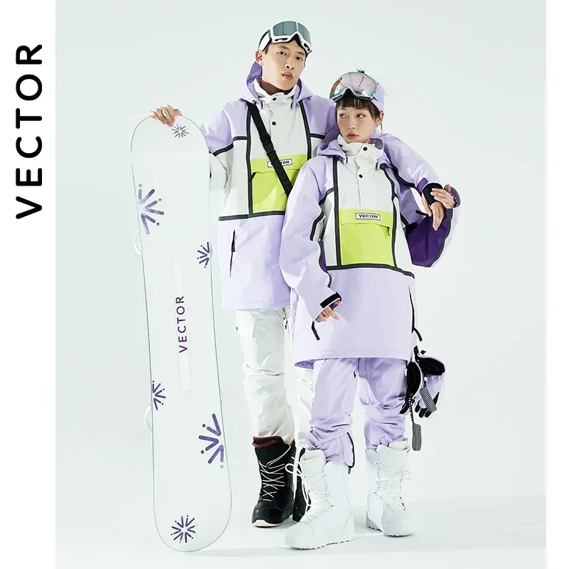 VECTOR Ski Wear Women's Hooded Sweater Reflective Trend Skis Wear Thickened Warmth and Waterproof Ski Equipment Suit Women