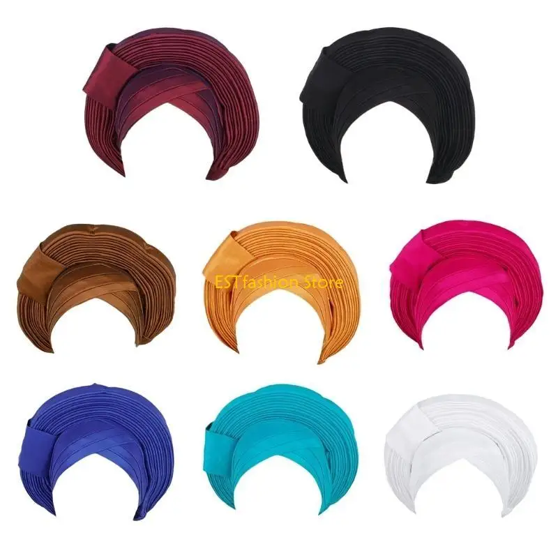

Y5GC African Stretch Auto Hair Wrap Turban Hat for Women Dressing Up Stretchable Turban for Ladies