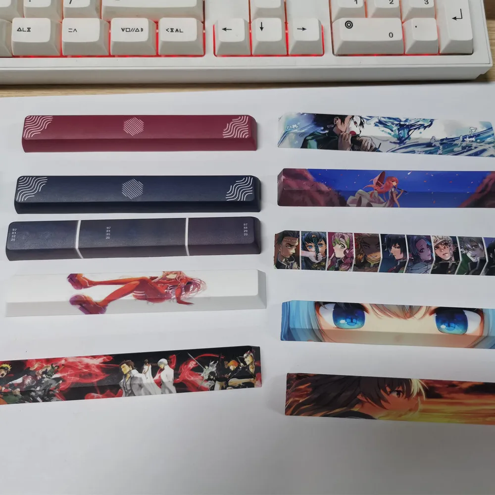 6.25U Japanese Anime Space Bar Keycaps PBT Cherry Profile For Mechanical Keyboard Double-shot Cute Color 5-Side DYE-SUB Spacebar